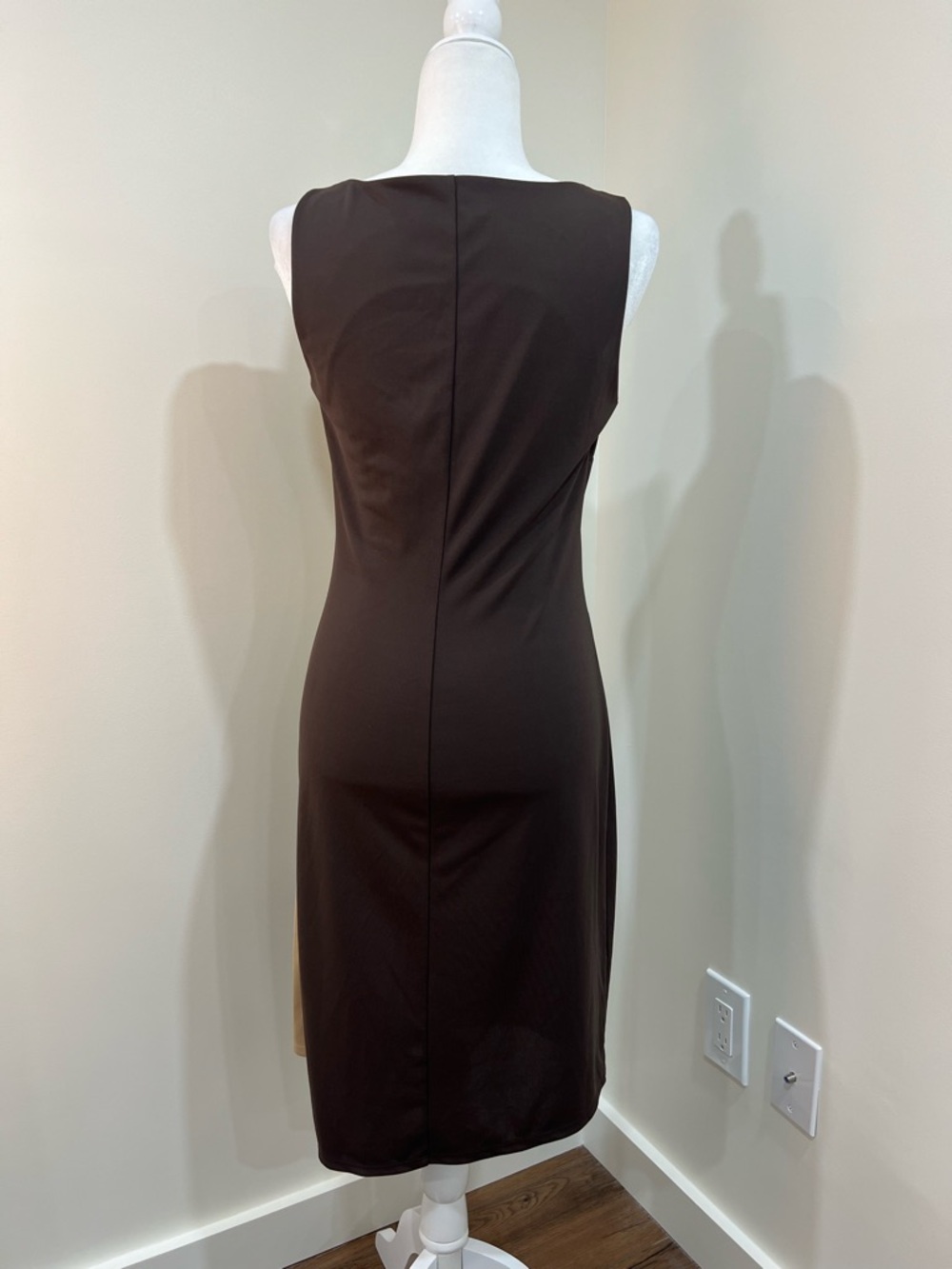 Express Brown Nude‎ Asymmetrical Dress Boat Neck Office Career size 10 - Picture 3 of 6